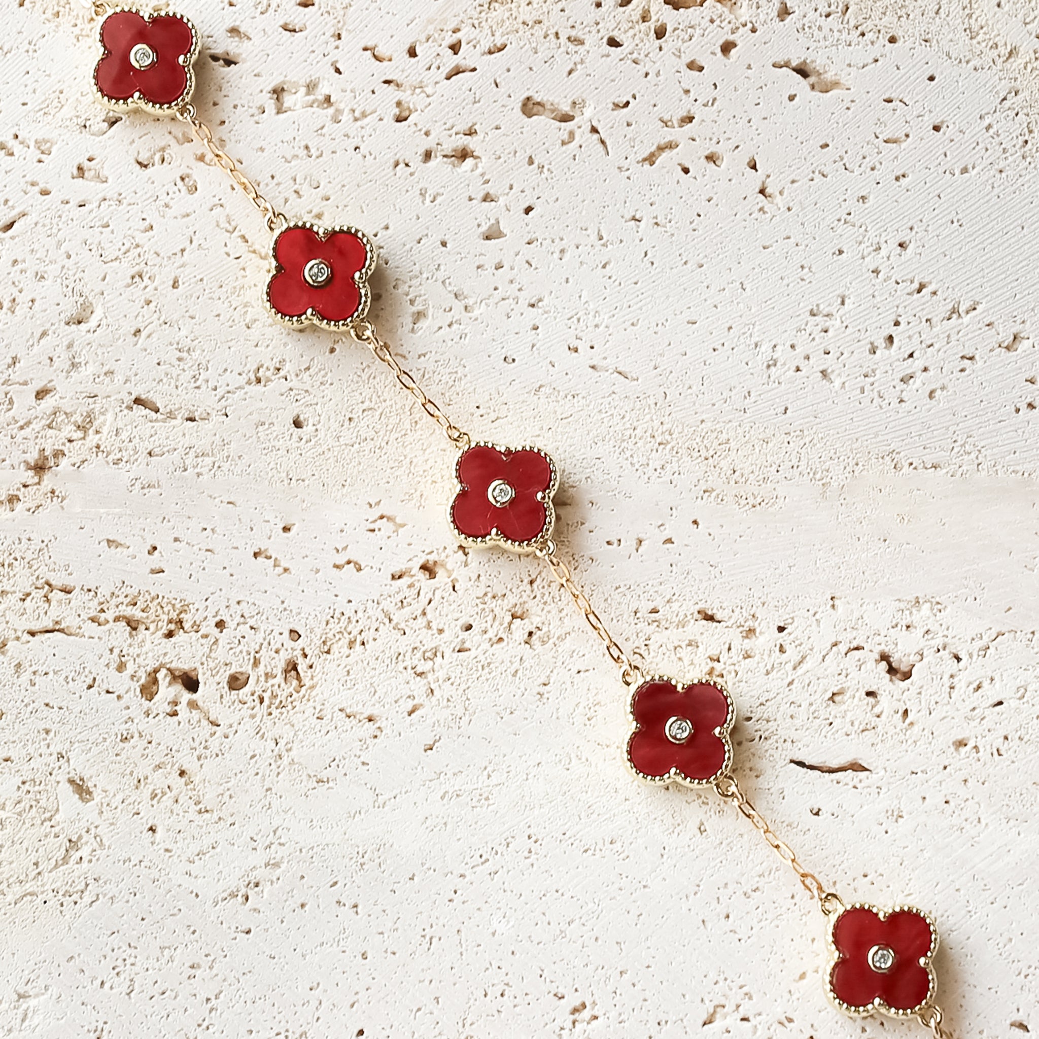 Arden Red Clover Chain Bracelet